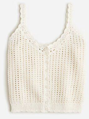 J CREW - Womens - Montauk Crochet Tank - XL - Cream